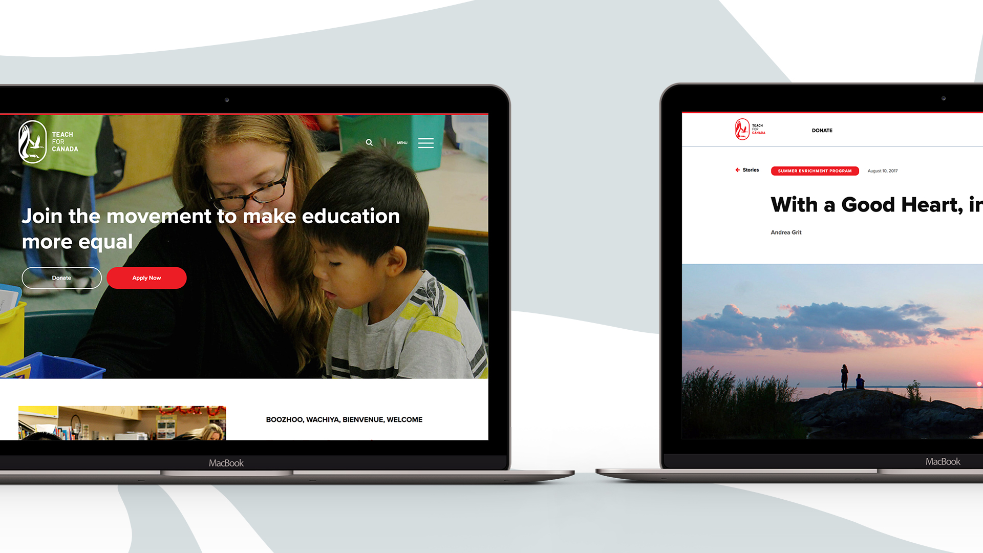 Teach for Canada is one of the best nonprofit websites.