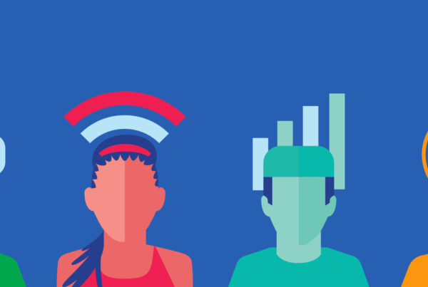 DOT persona graphics on blue background