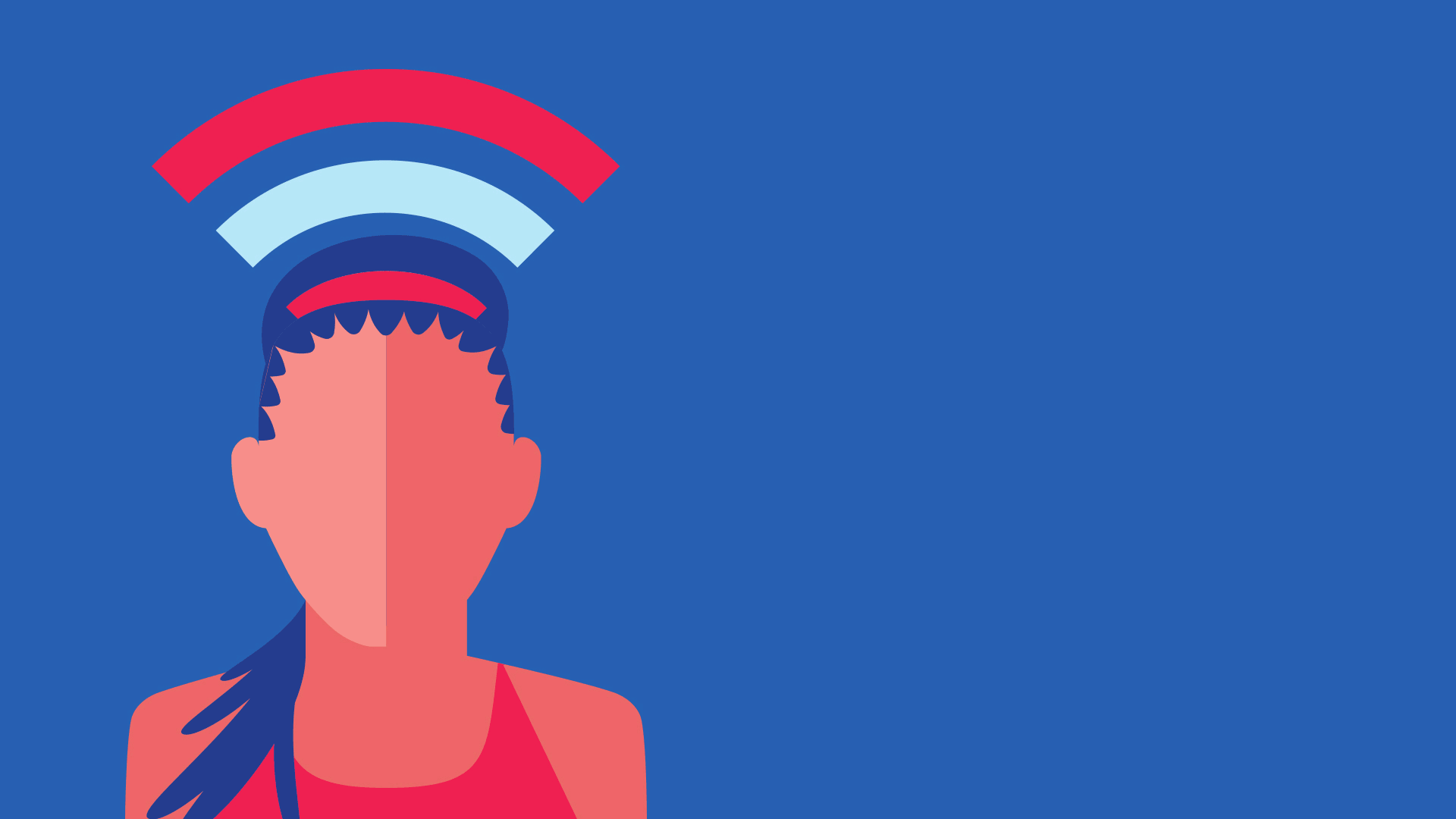 Graphic of woman with wifi signals over head