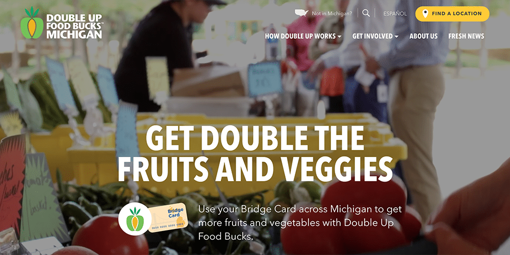 Double Up Food Bucks is one of the best nonprofit websites.