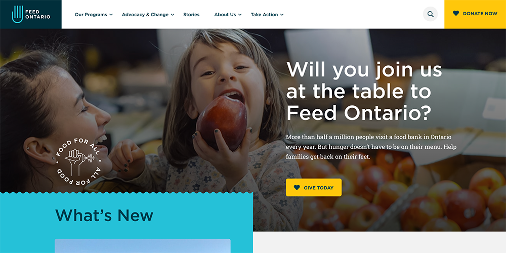 Feed Ontario is one of the best nonprofit websites.