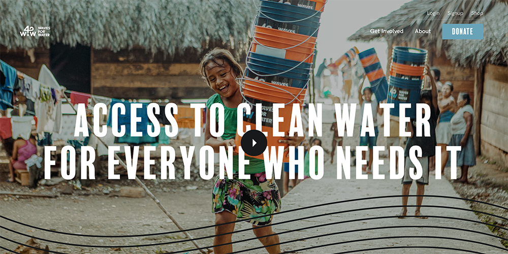 Waves for Water is one of the best nonprofit websites.