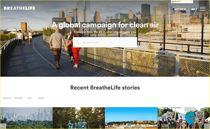 The nonprofit web design team at Purpose compiled the website for BreaththeLife.