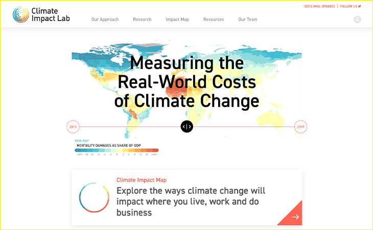 The nonprofit web design team at Constructive compiled the website for Climate Impact Lab.