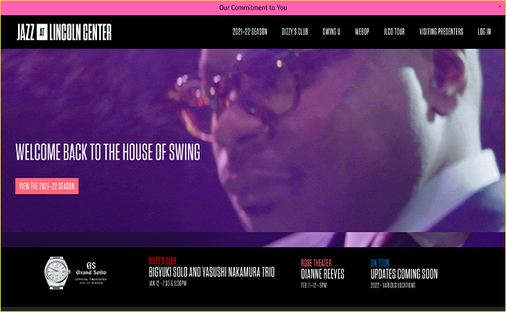 The nonprofit web design team at Ironpaper compiled the website for Jazz at Lincoln Center.