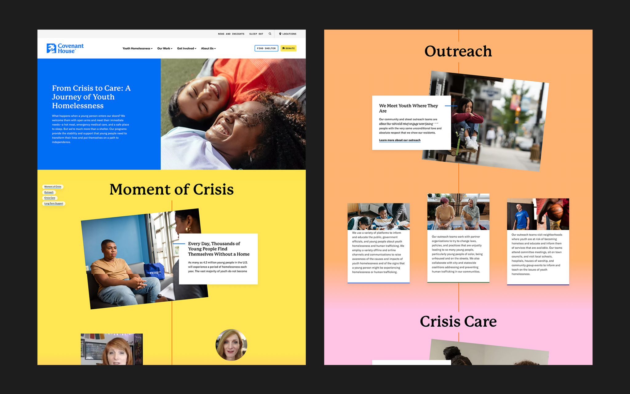The Covenant House’s website, a nonprofit web design project by Kanopi Studios.