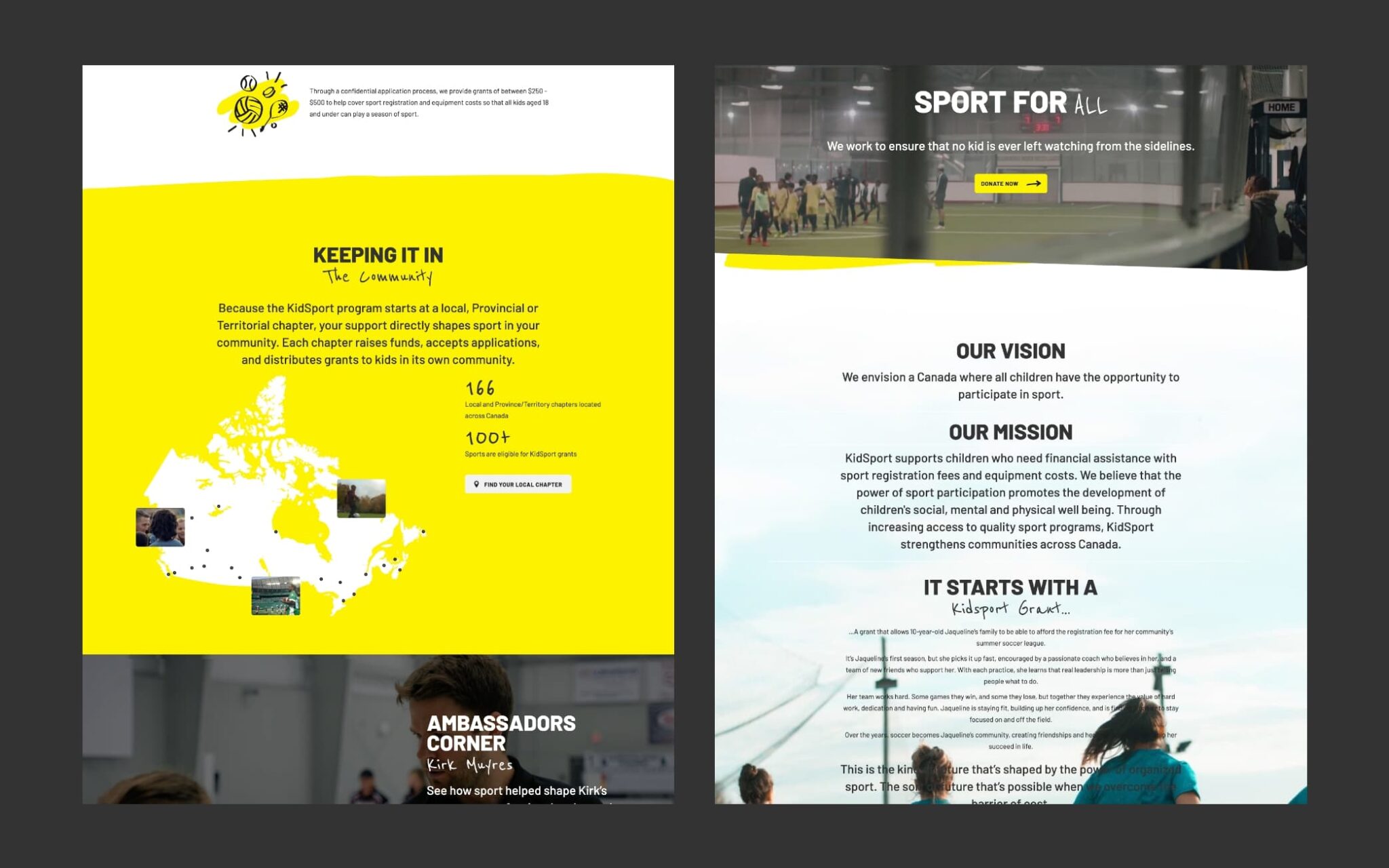 KidSport Canada's nonprofit website.