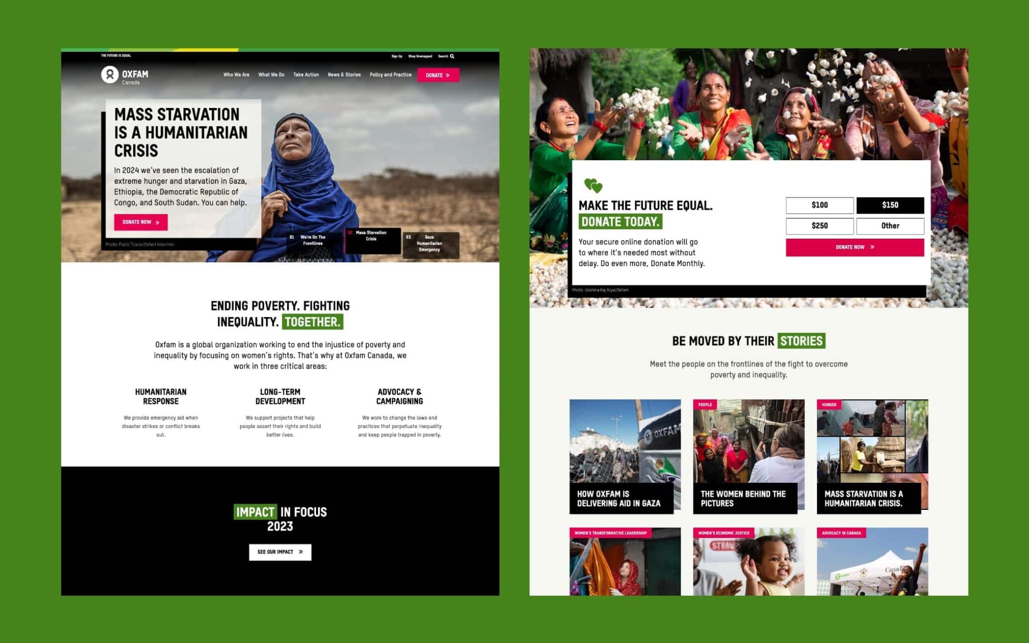 Oxfam Canada's nonprofit website.