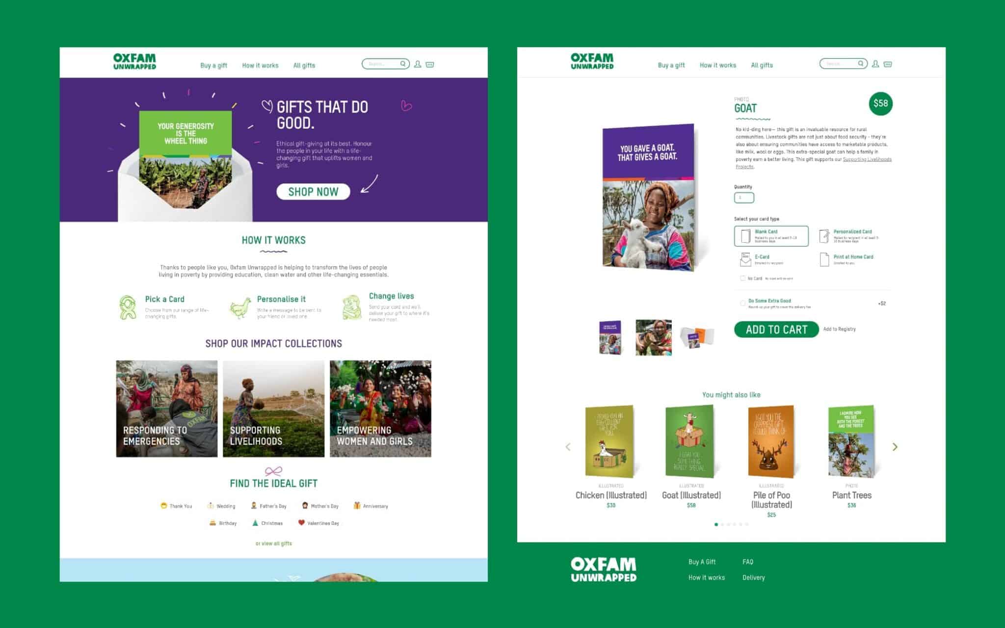 Oxfam Unwrapped's nonprofit website.