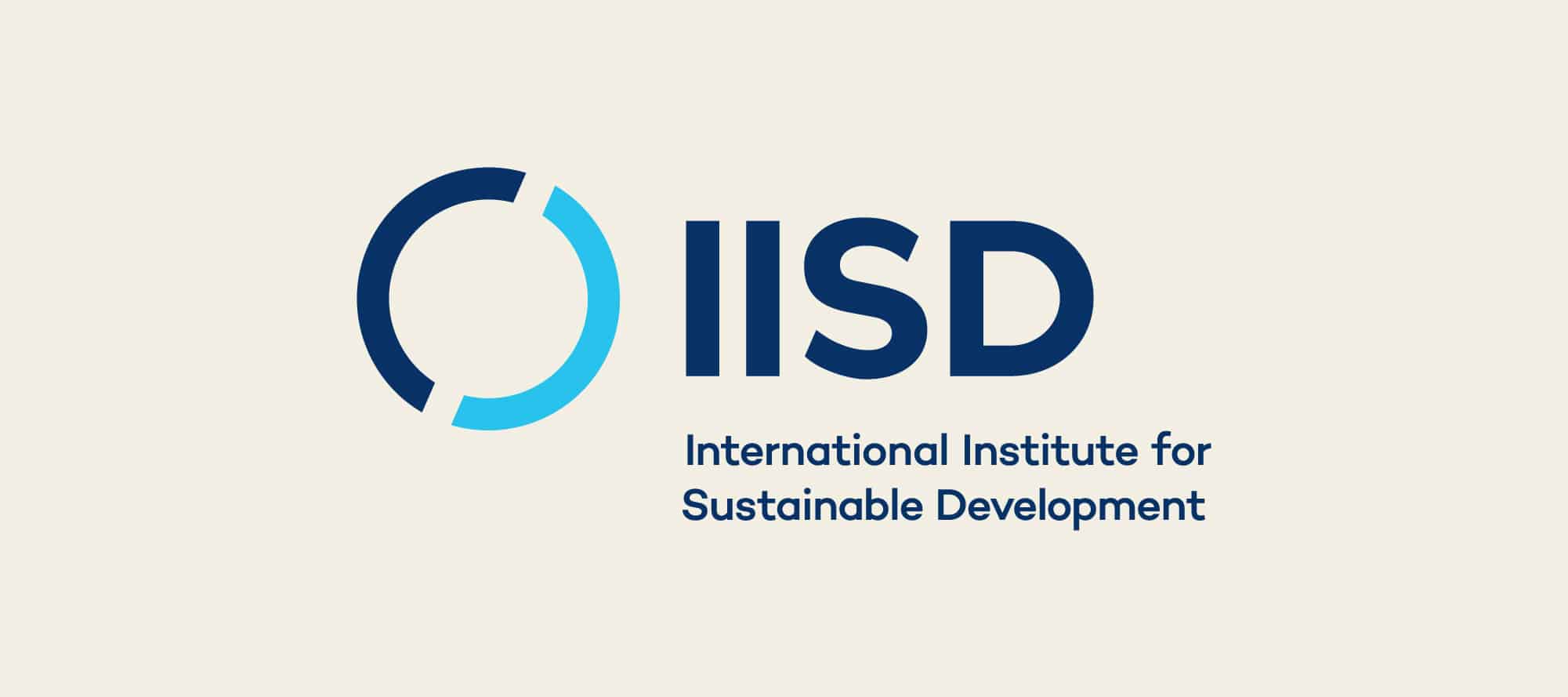The nonprofit logo of IISD, which looks like the outline of Earth next to the organization’s initials.