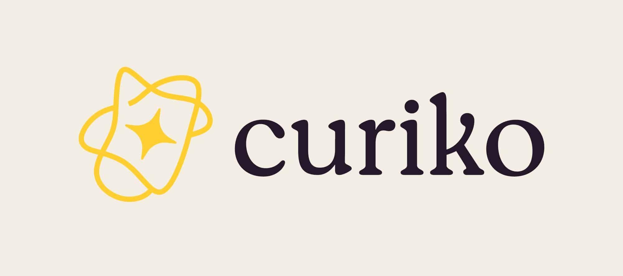 The nonprofit logo of Curiko, featuring its signature galaxy shape and distinctive typeface.