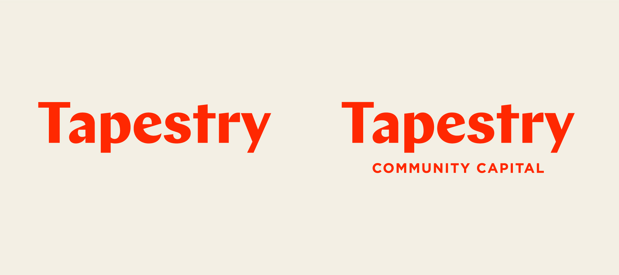 The two versions of Tapestry Community Capital’s nonprofit logo side by side: the full name and just the word “Tapestry.”