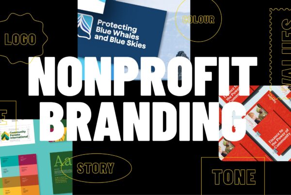 A featured image reading "Nonprofit Branding," including word badges highlighting key aspects of branding.