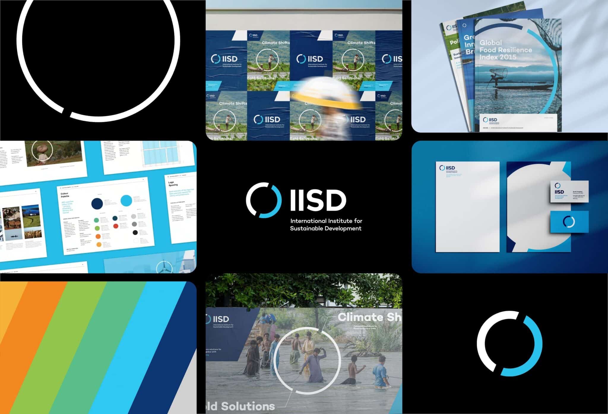 A series of images that highlight a brand for the International Institute for Sustainable Development.